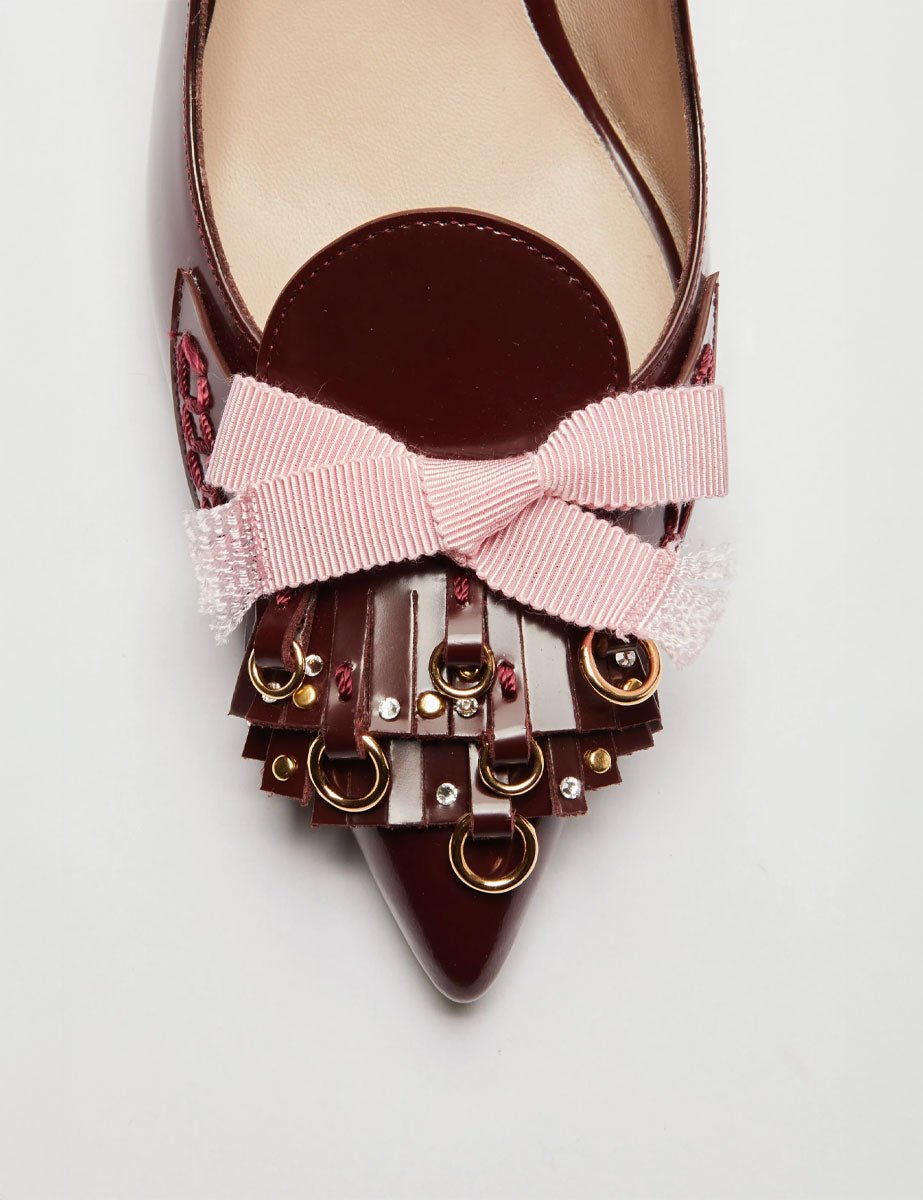 slingback tacco frange e borchie bordeaux - Frida SRL