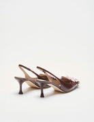 slingback tacco frange e borchie bordeaux - Frida SRL