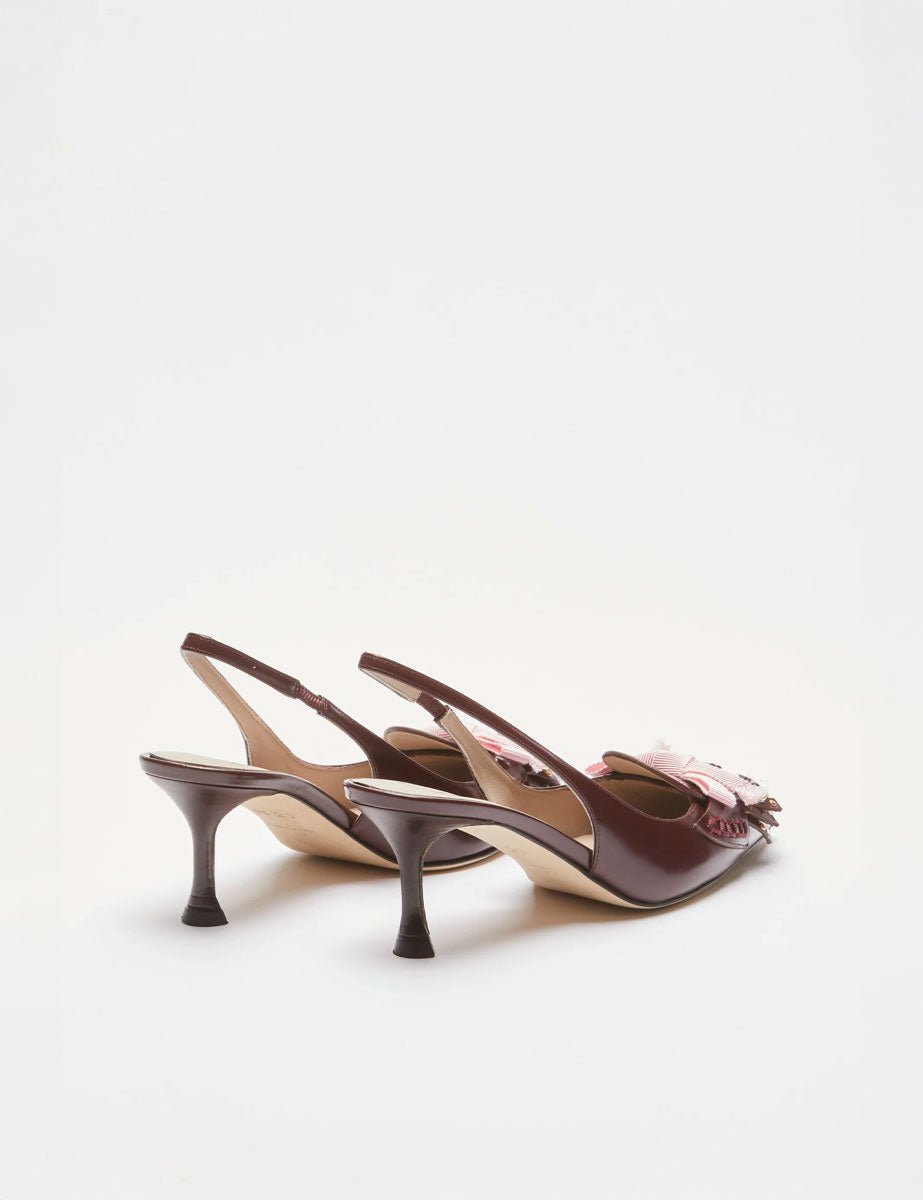 slingback tacco frange e borchie bordeaux - Frida SRL