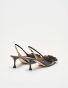 slingback tacco frange e borchie nero - Frida SRL