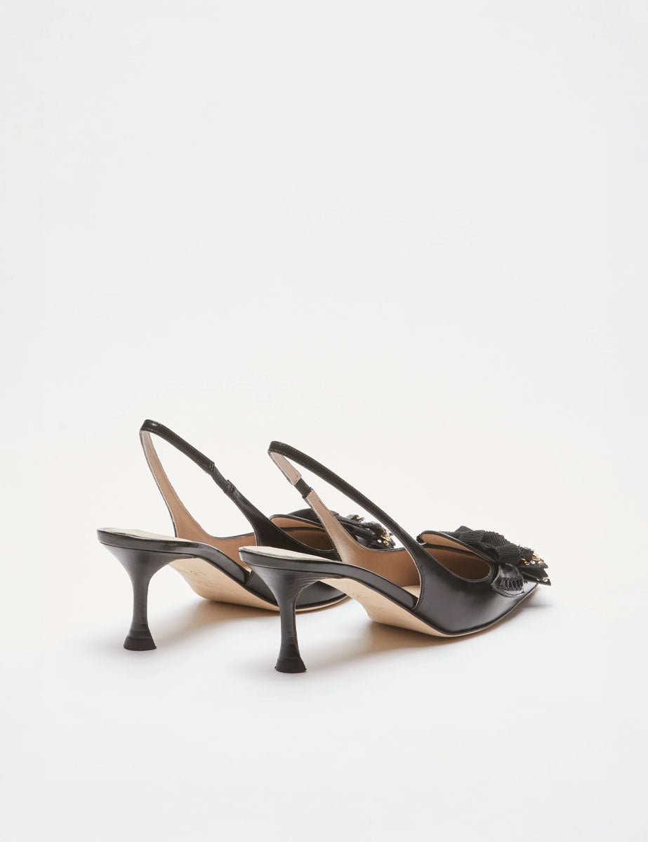 slingback tacco frange e borchie nero - Frida SRL