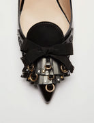 slingback tacco frange e borchie nero - Frida SRL
