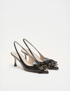 slingback tacco frange e borchie nero - Frida SRL