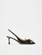 slingback tacco frange e borchie nero - Frida SRL