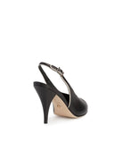 slingback tacco spuntata nero burro - Frida SRL