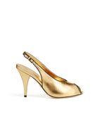 slingback tacco spuntata oro nero - Frida SRL