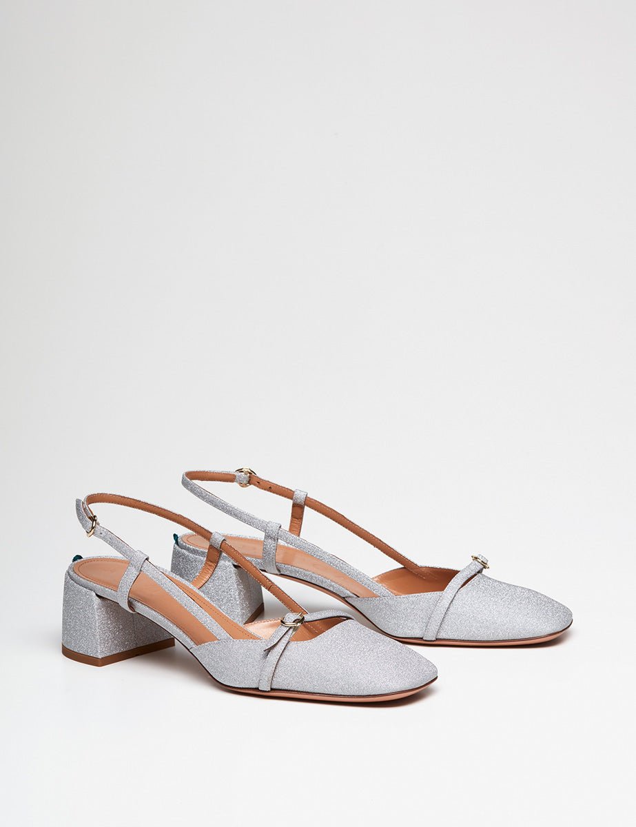 slingback tessuto glitter argento - a.bocca - slingback