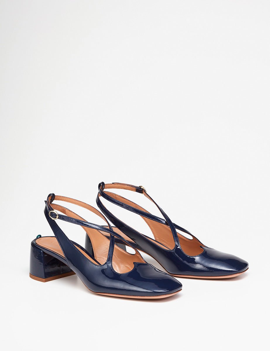 slingback vernice cinturino cuore incrocio blu midnight - a.bocca - slingback