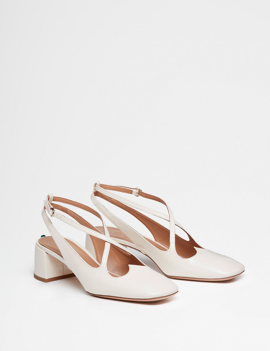 slingback vernice cinturino cuore incrocio panna - a.bocca - slingback