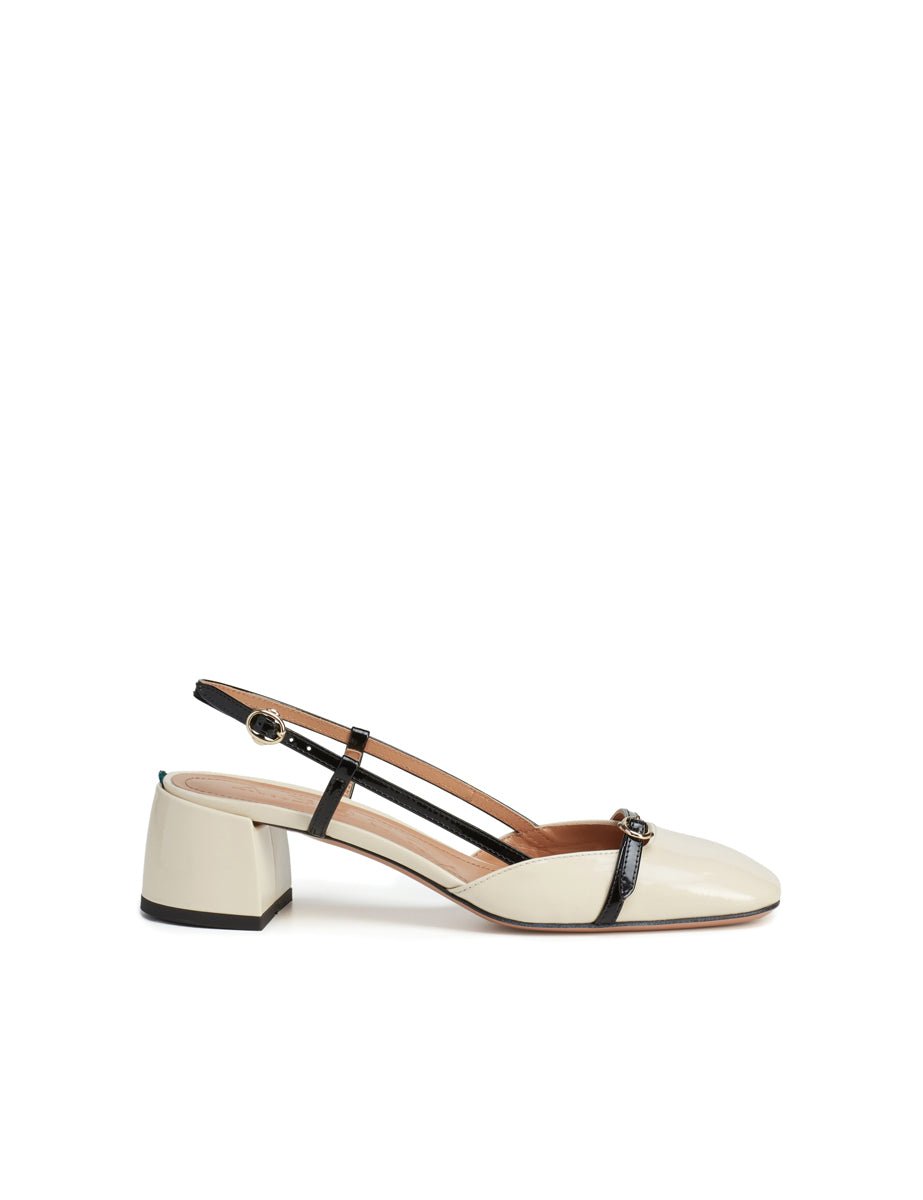 slingback vernice linen nero - Frida SRL