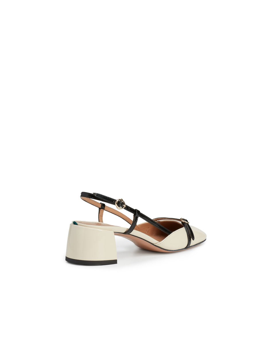 slingback vernice linen nero - Frida SRL
