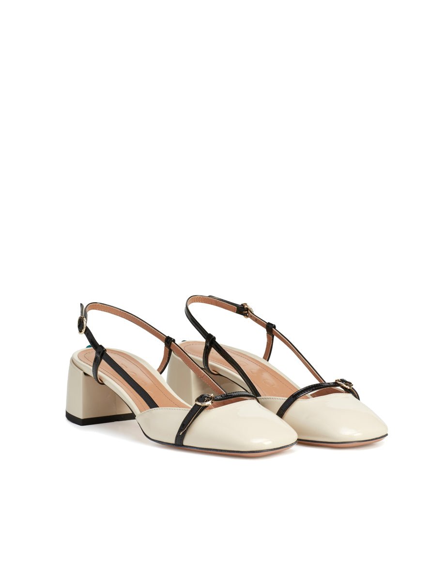 slingback vernice linen nero - Frida SRL