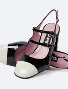 slingback vernice nero avorio - carel paris - slingback