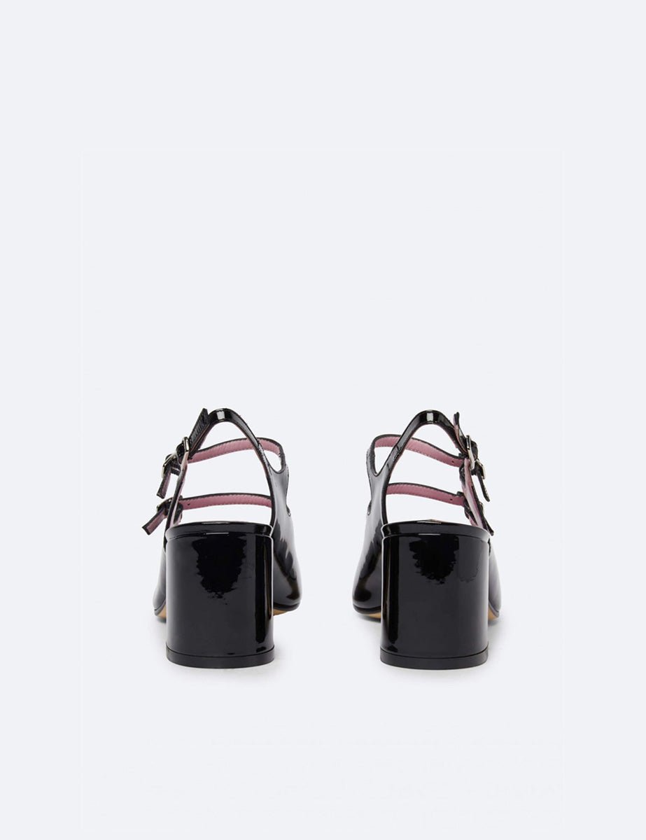 slingback vernice nero avorio - carel paris - slingback