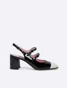 slingback vernice nero avorio - carel paris - slingback
