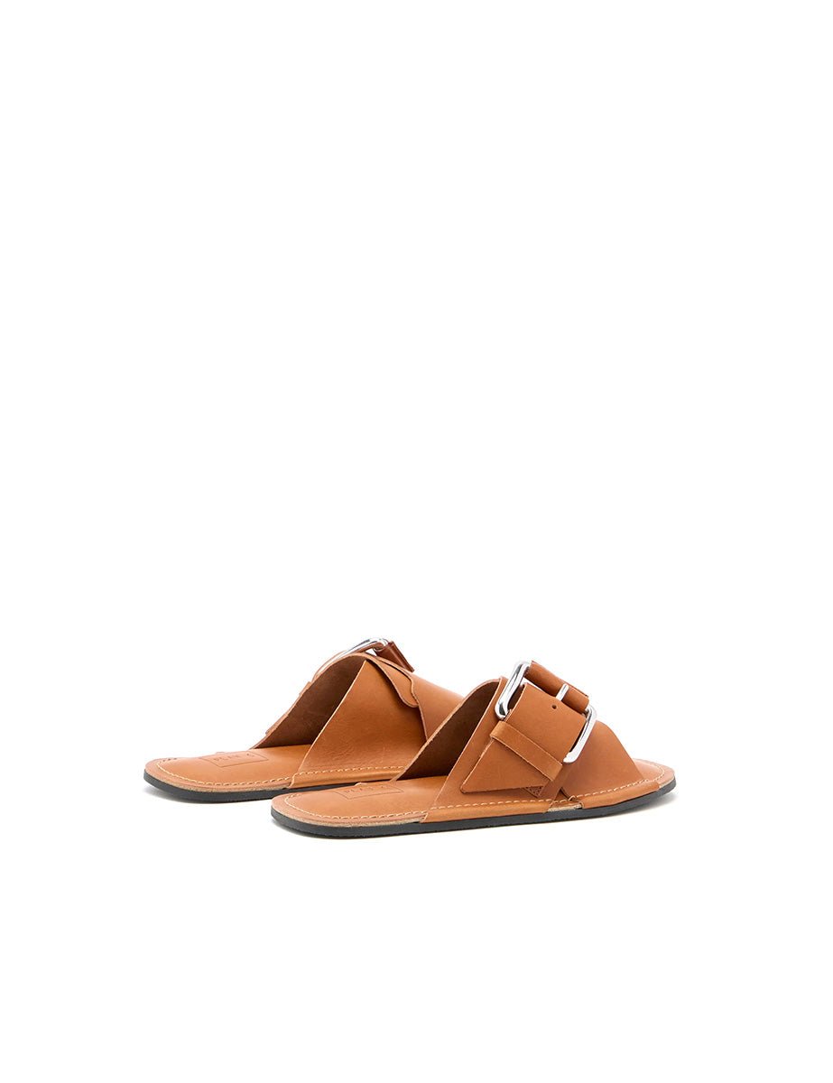 slipper flat incrocio fibbia cuoio - plan c - ciabatta