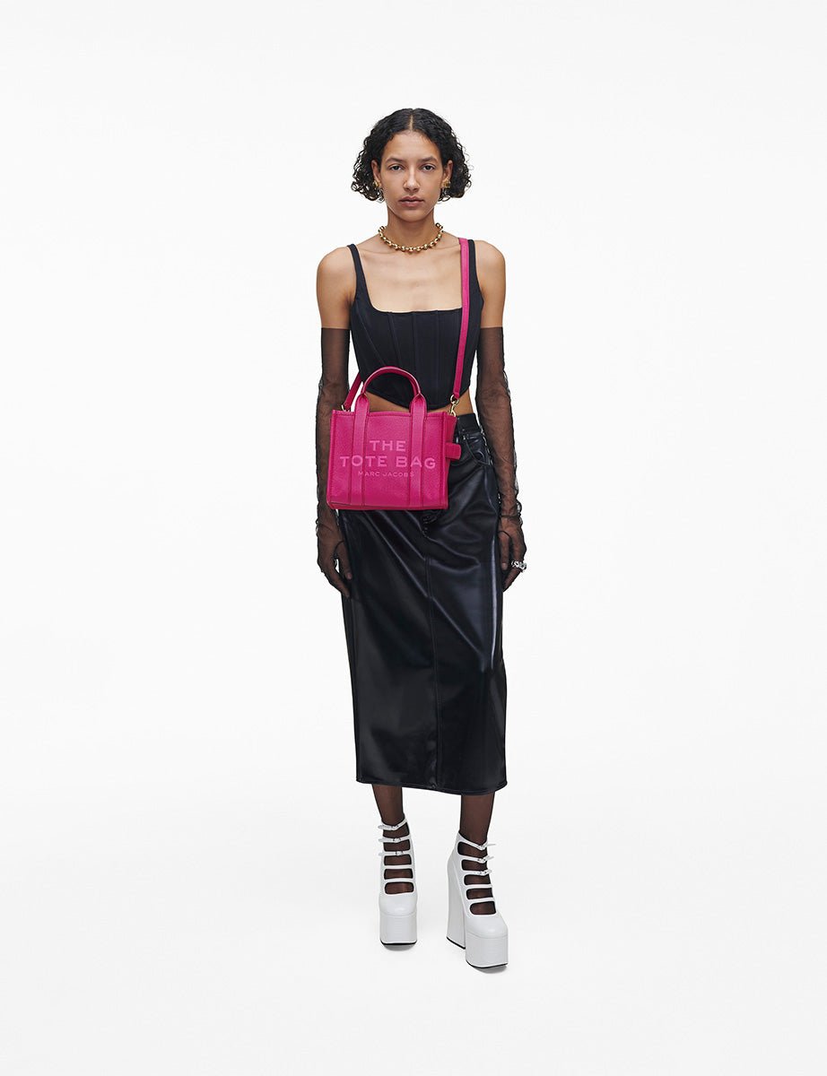 small tote bag leather lipstick pink - marc jacobs - shopper