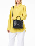 small tote bag leather nero cocco - Frida SRL