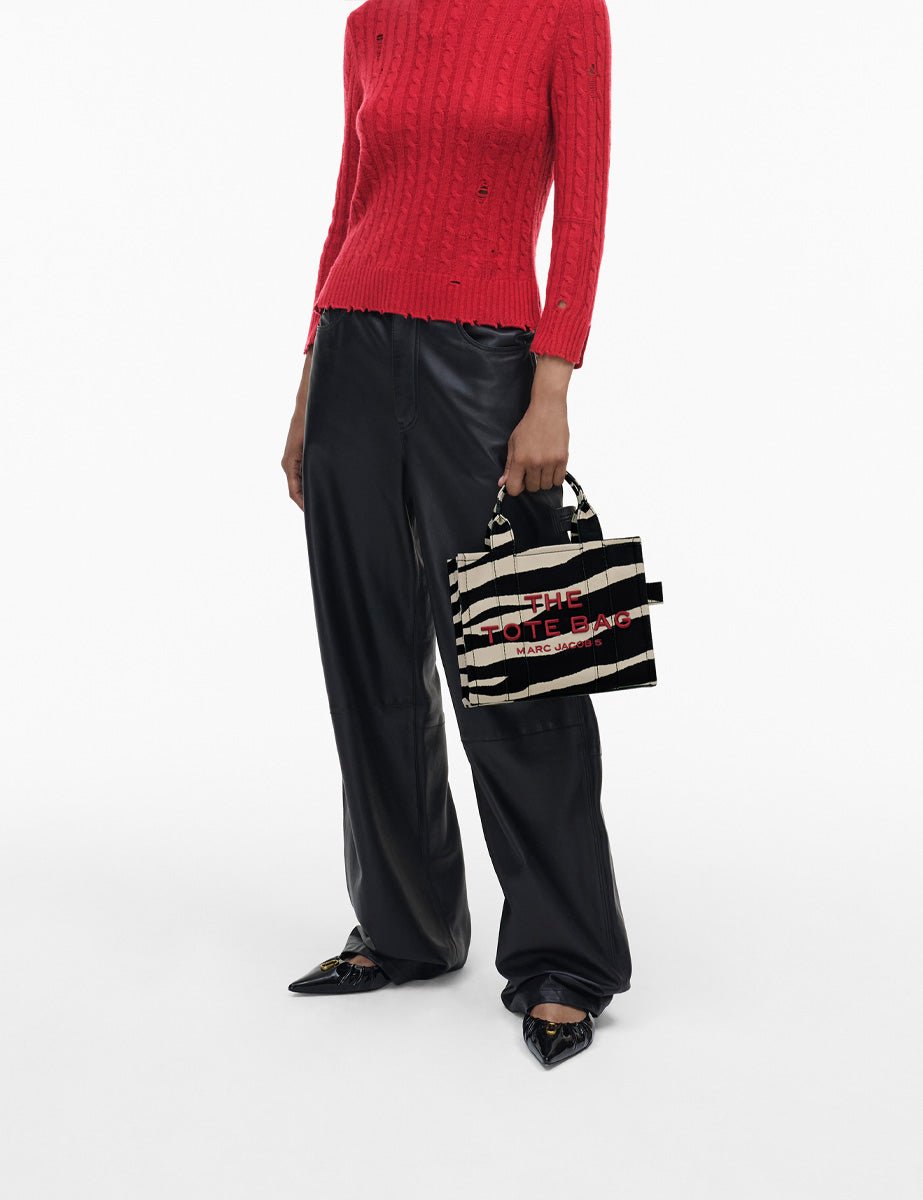 small tote bag zebrato black white - Frida SRL