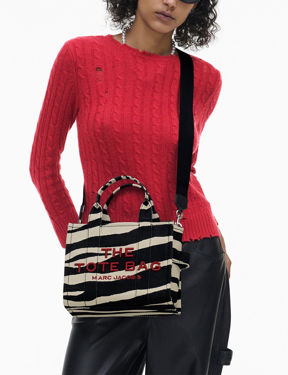 small tote bag zebrato black white - Frida SRL