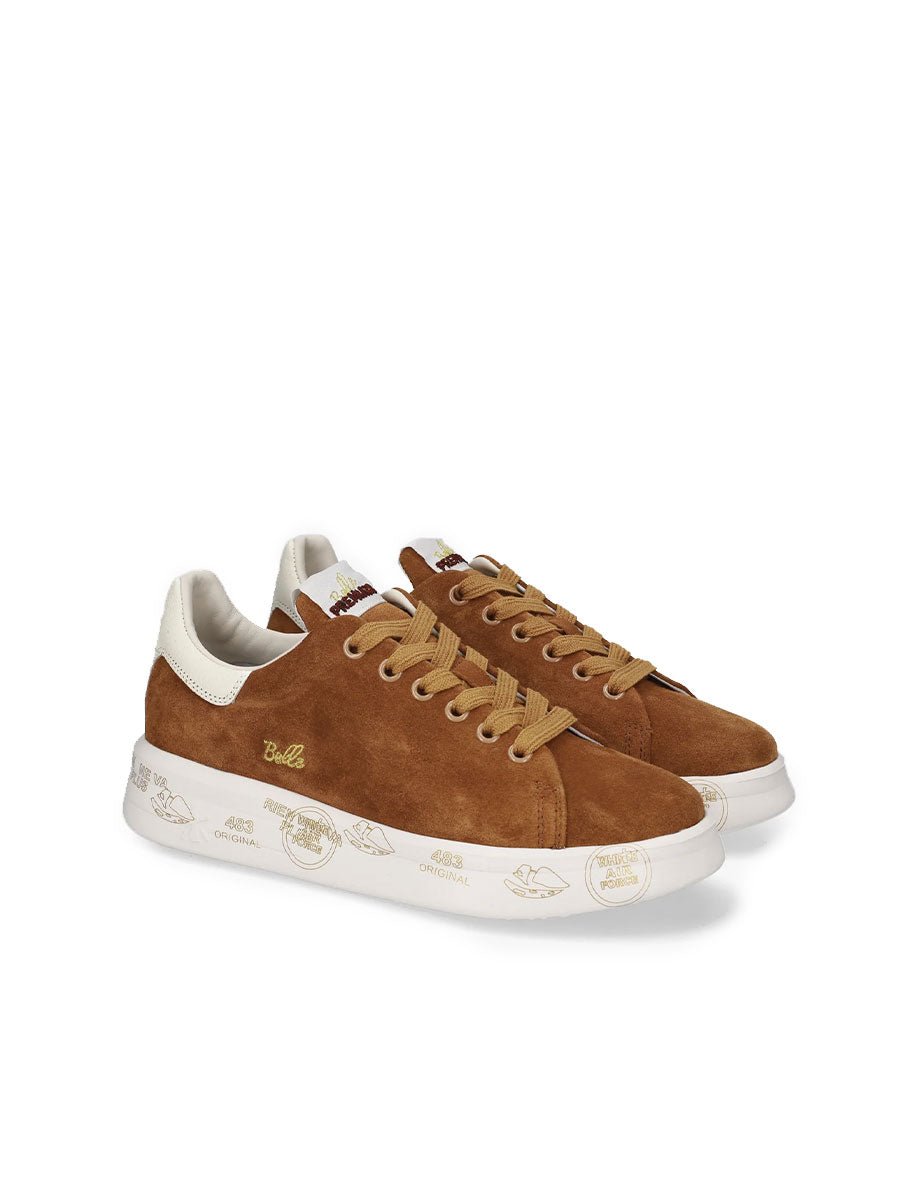 sneakers belle 8628 scamosciata marrone cuoio - white premiata - sneaker