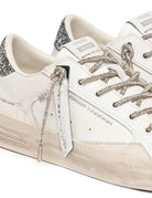 sneakers deluxe glitter bianco argento - crime - sneaker