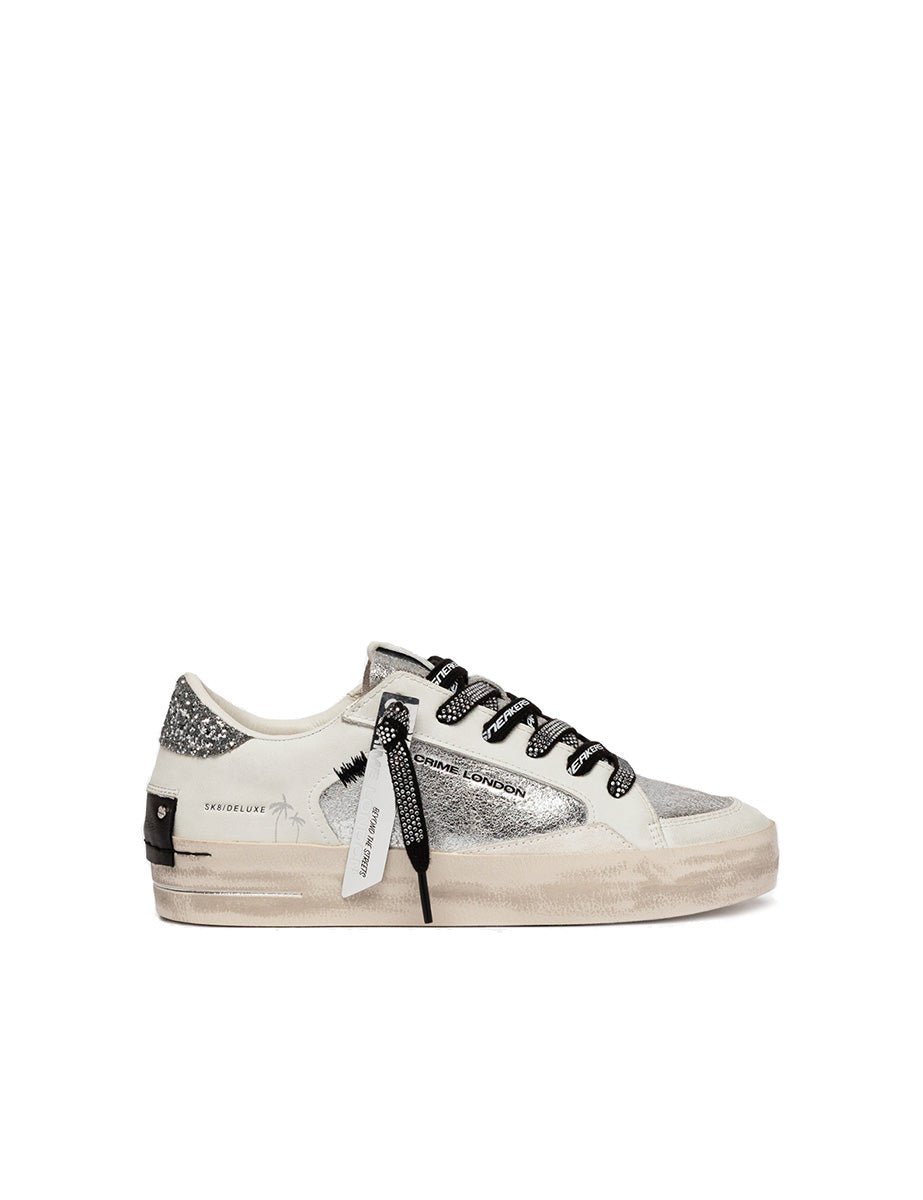 sneakers deluxe pelle laminata silver - crime - sneaker