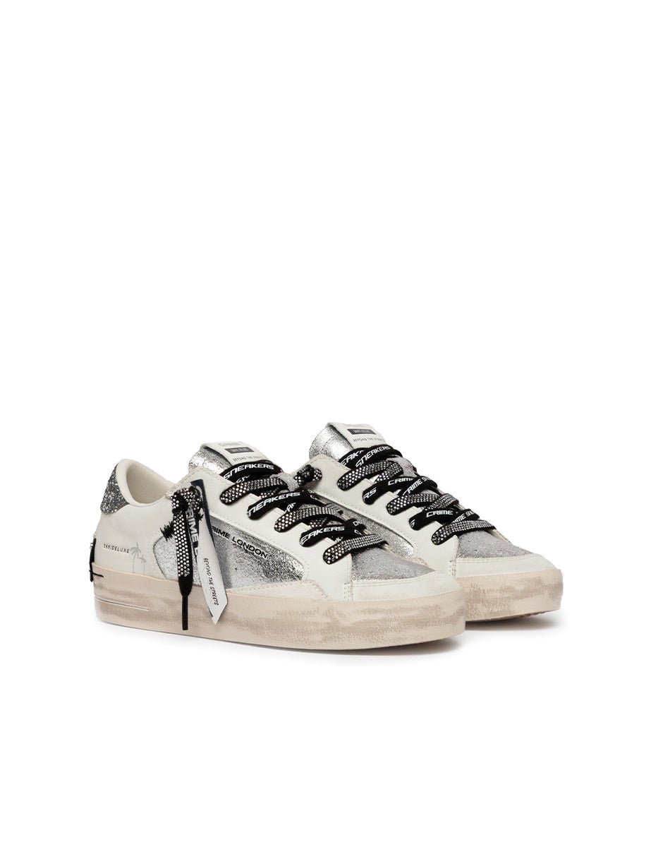 sneakers deluxe pelle laminata silver - crime - sneaker