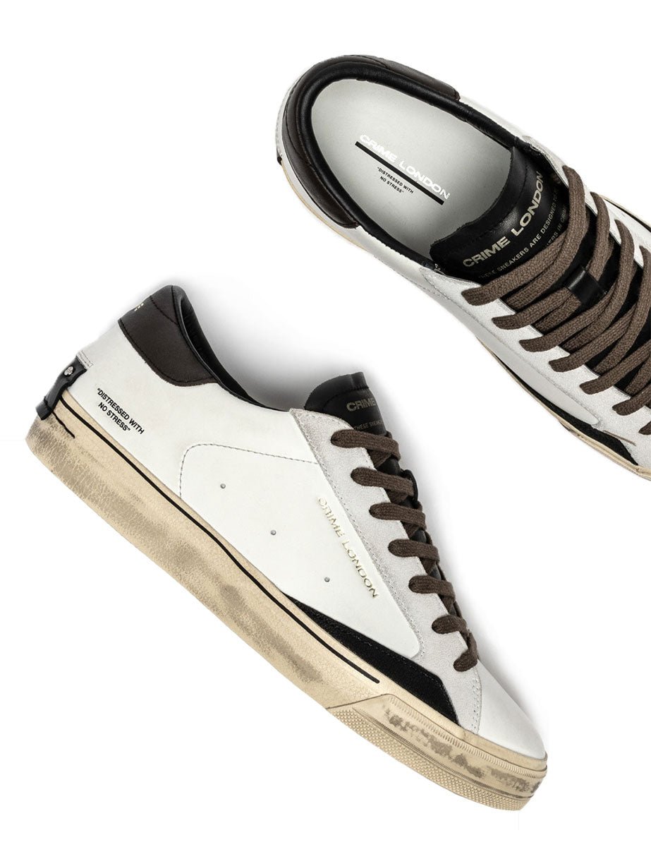 sneakers distressed bianco nero - crime - sneakers
