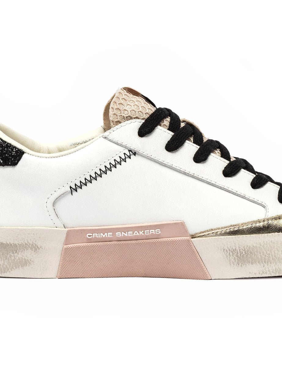 sneakers distressed bianco rosa - crime - sneaker