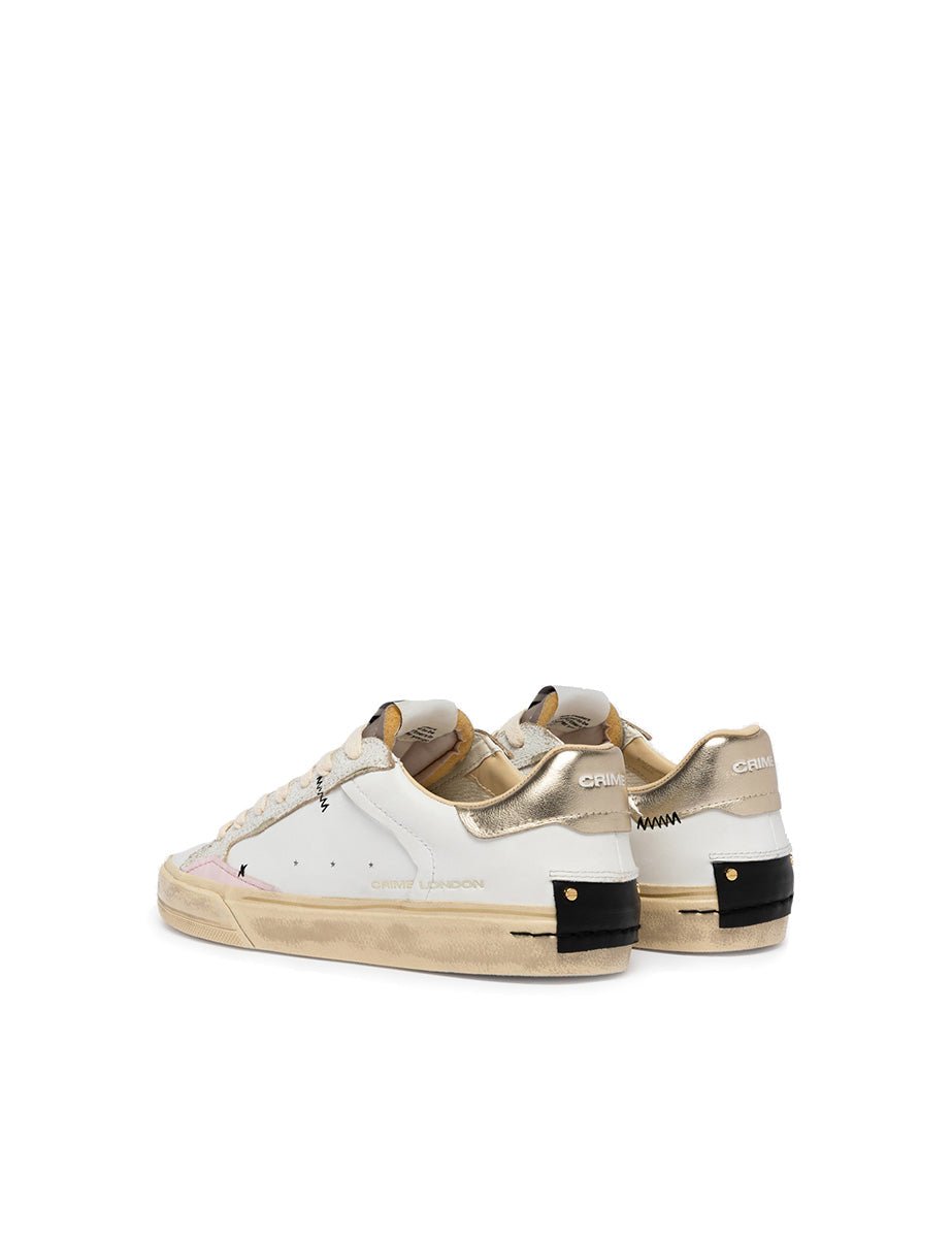 sneakers distressed bianco rosa oro - crime - sneaker