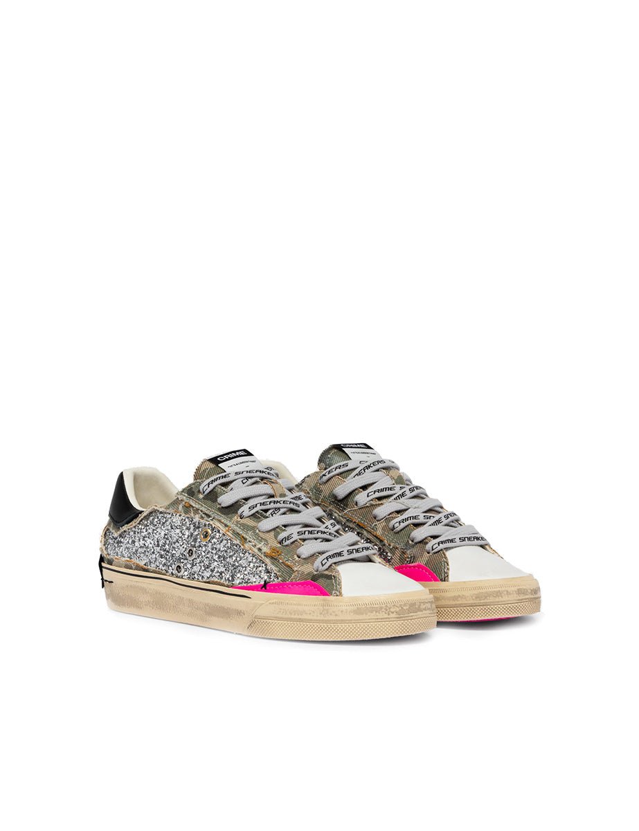 sneakers distressed glitter camou multicolor - crime - sneaker