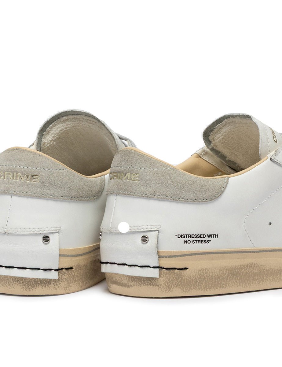 sneakers distressed low bianco grigio - crime - sneaker