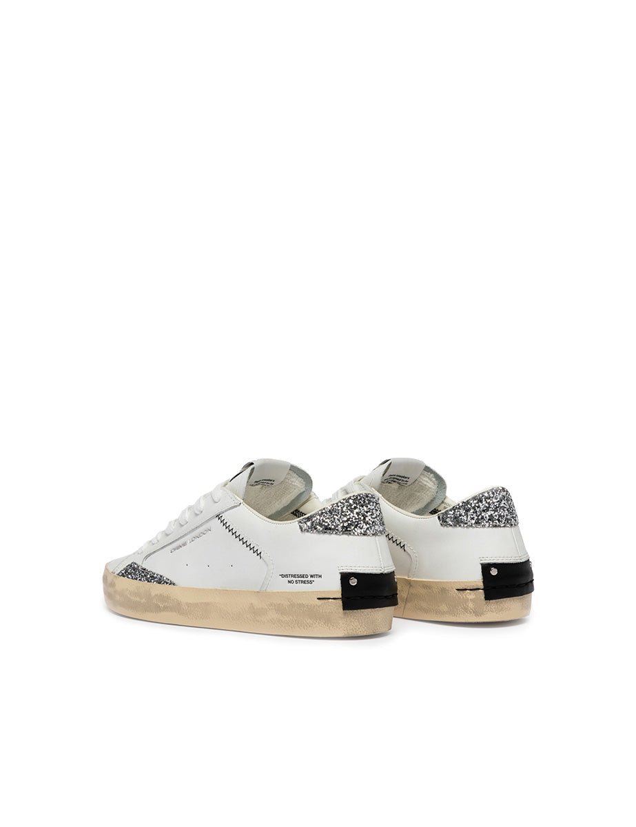 sneakers distressed paillettes bianco silver - crime - sneaker