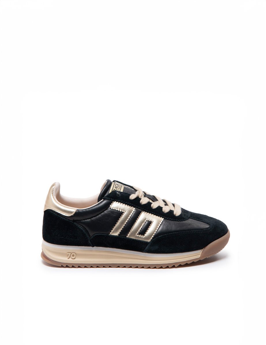 sneakers jogger nappa suede black gold - back 70 - sneaker