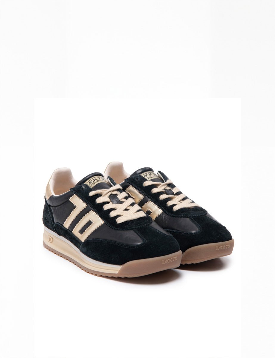 sneakers jogger nappa suede black gold - back 70 - sneaker