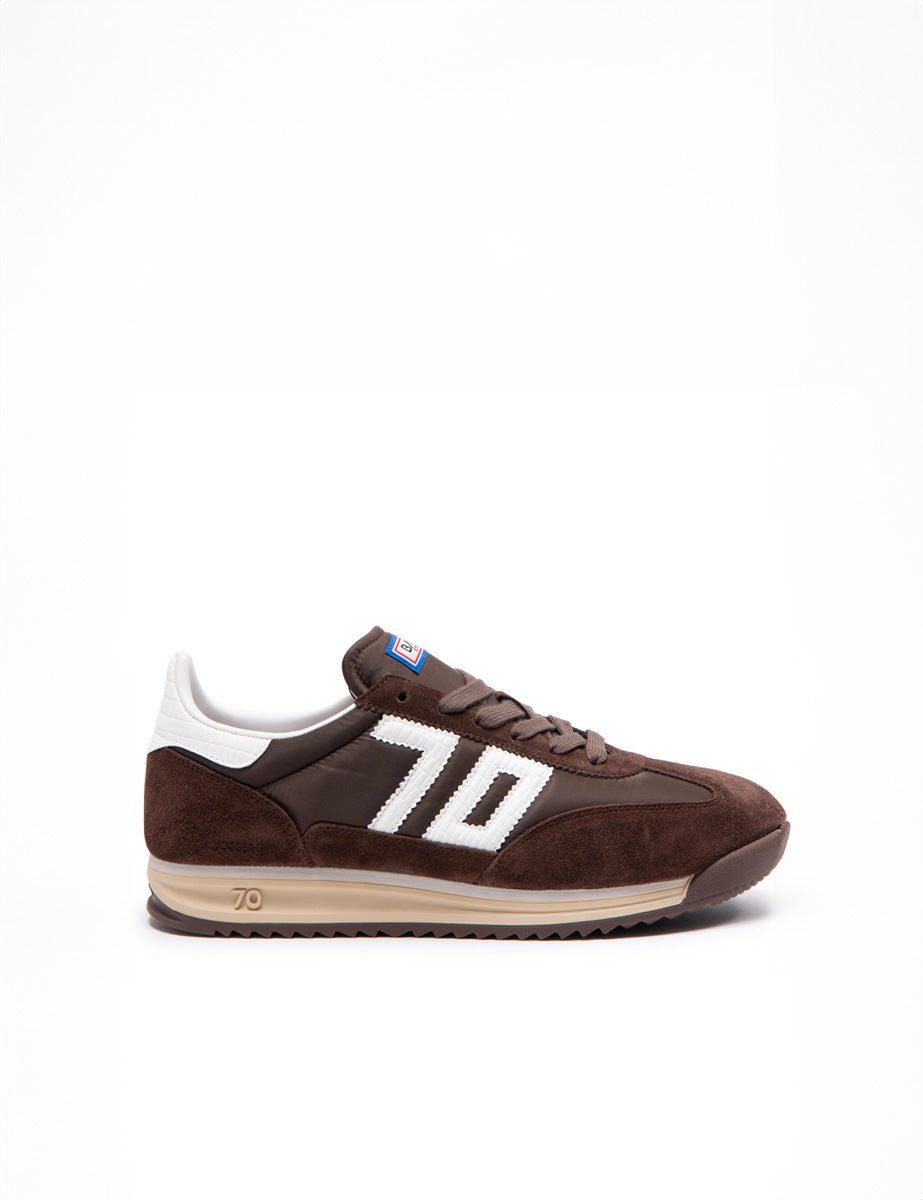 sneakers jogger nylon suede coffee - back 70 - sneakers