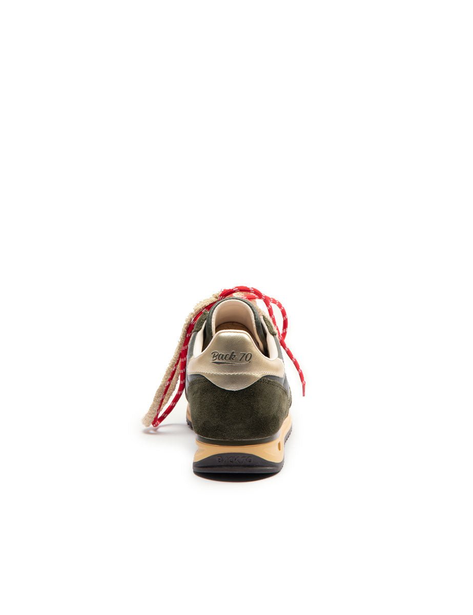 sneakers jogger pelle scamosciata verde foresta oro - back 70 - sneaker