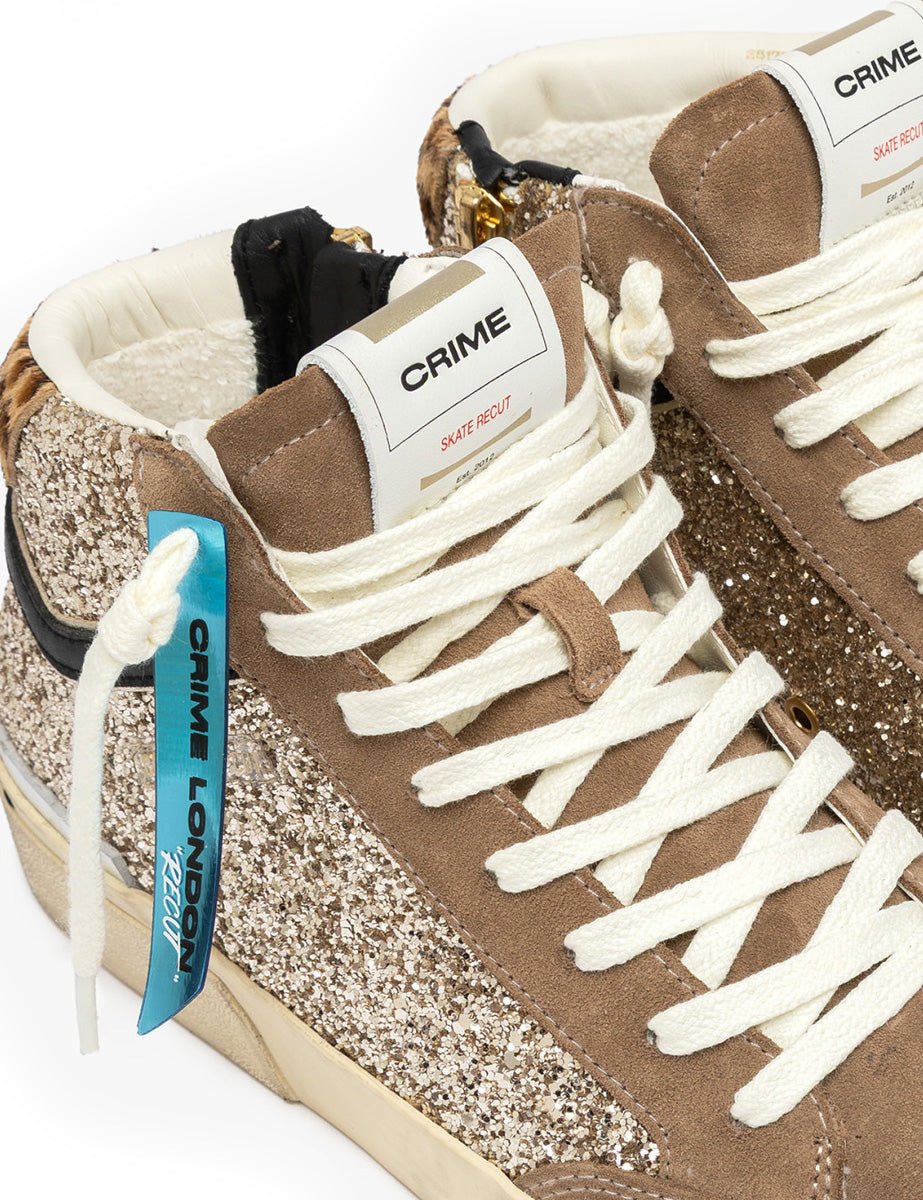 sneakers recut high glitter platino - crime - sneaker