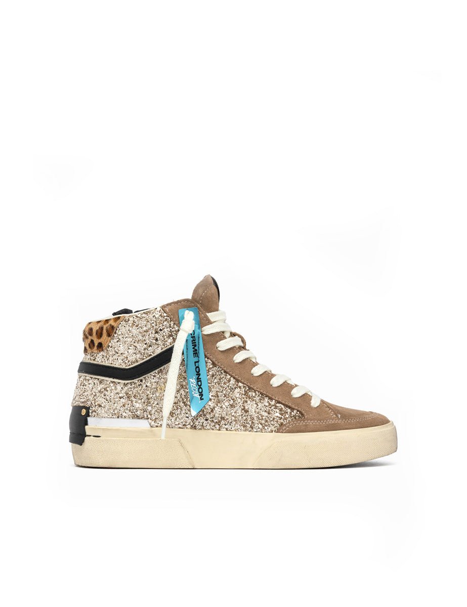 sneakers recut high glitter platino - crime - sneaker