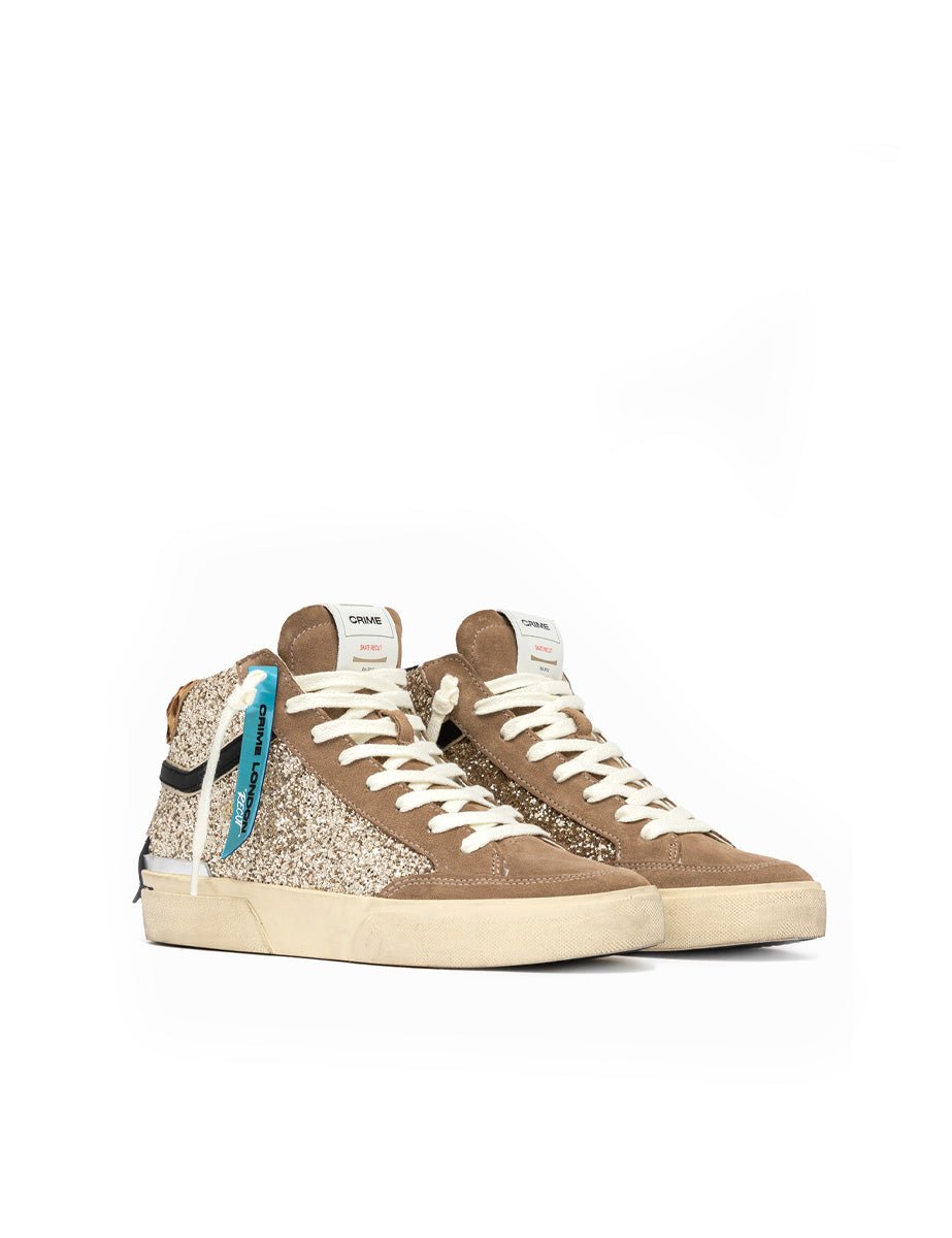 sneakers recut high glitter platino - crime - sneaker