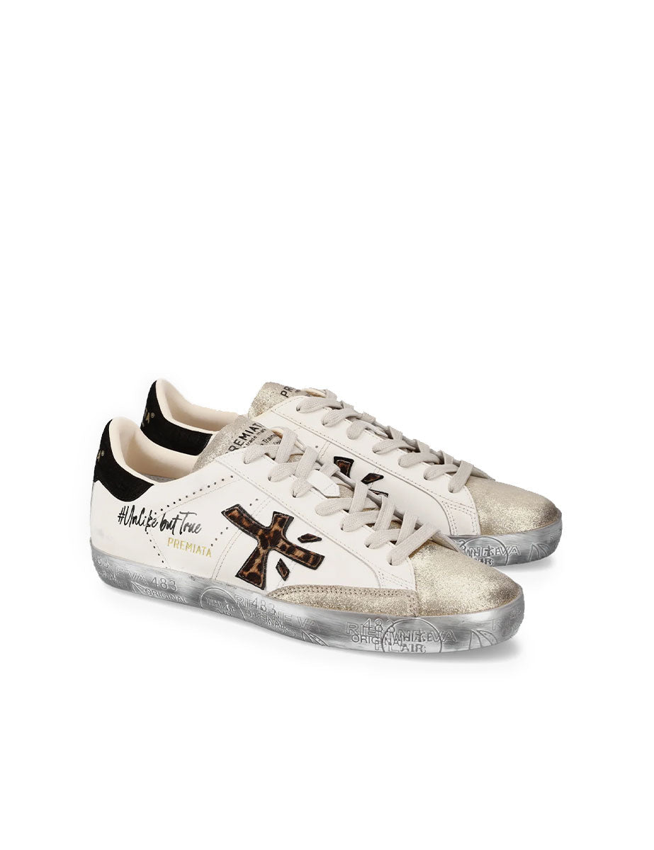 sneakers steven 7605 bianco oro - white premiata - sneaker