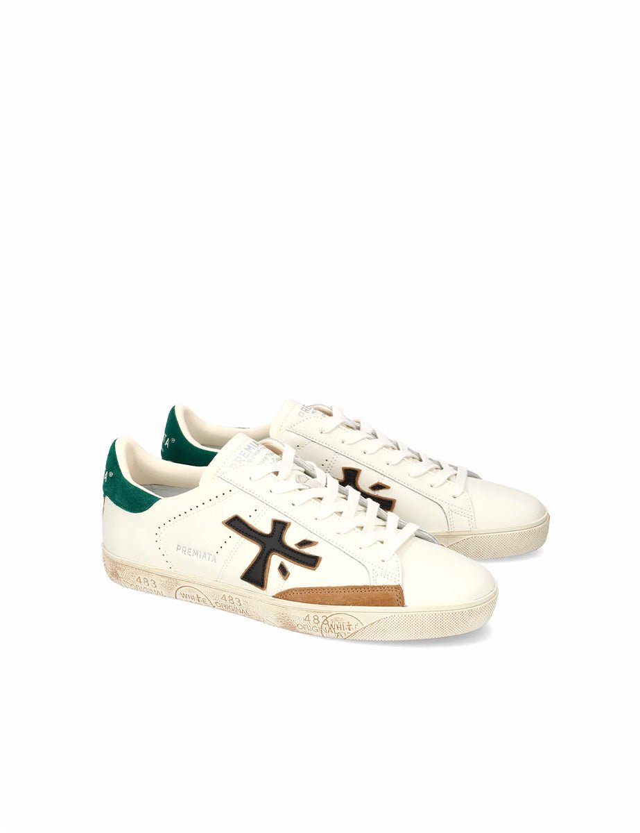 sneakers steven bianco verde - white premiata - sneaker