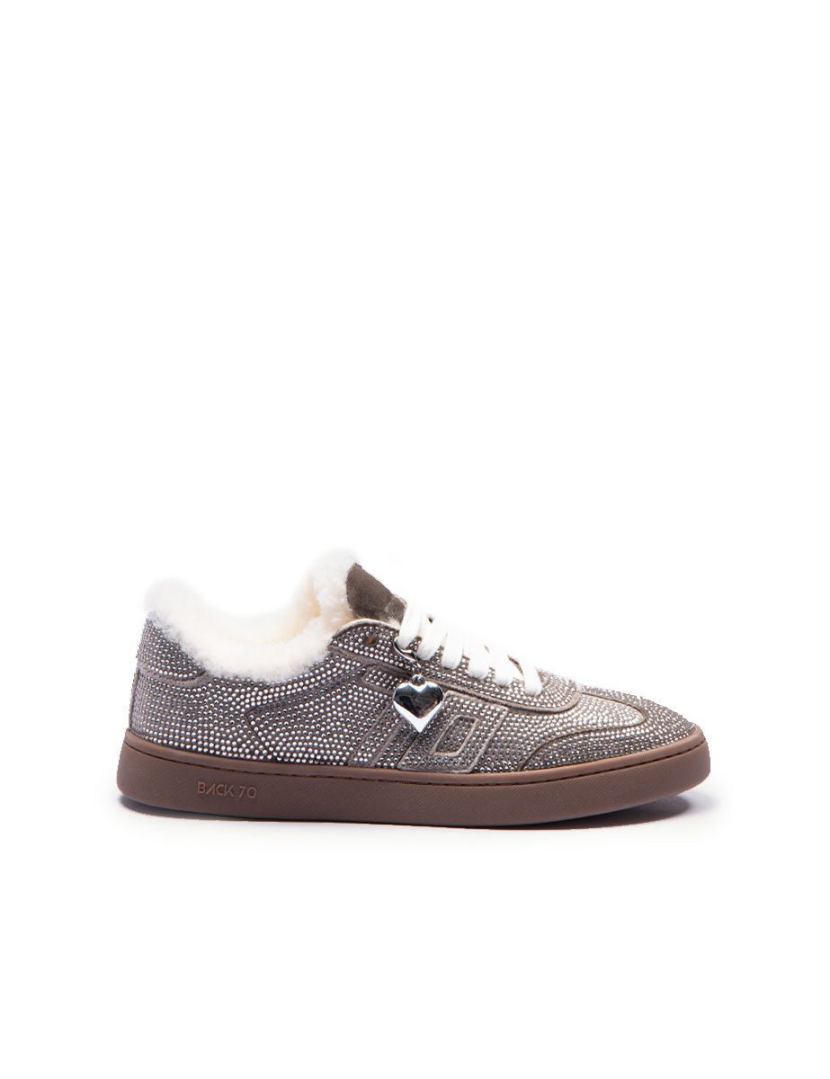 sneakers velluto taupe strass - back 70 - sneaker