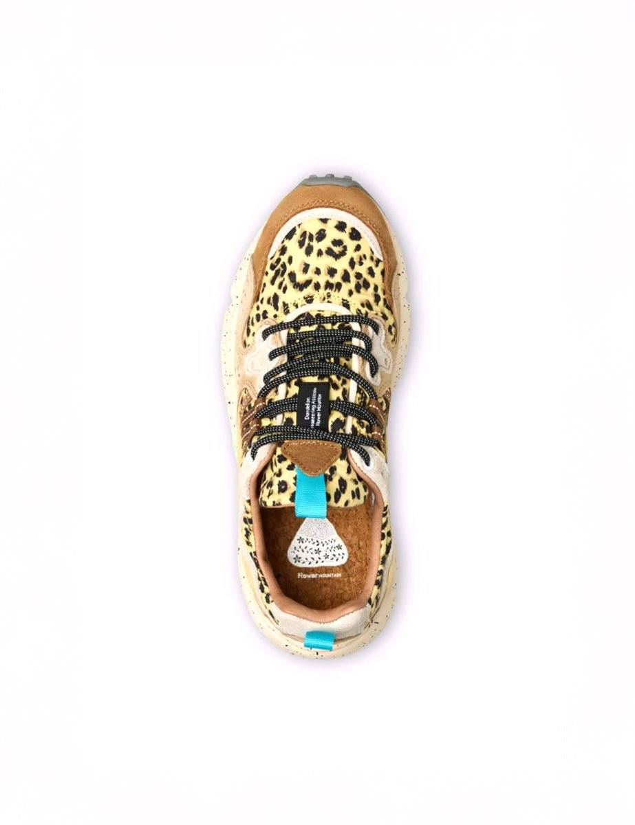 sneakers yamano suede print leo brown taupe - flower mountain - sneaker