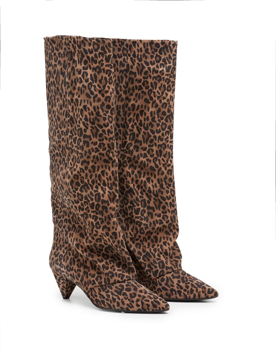 stivale a tubo leopardato - alchimia - stivale