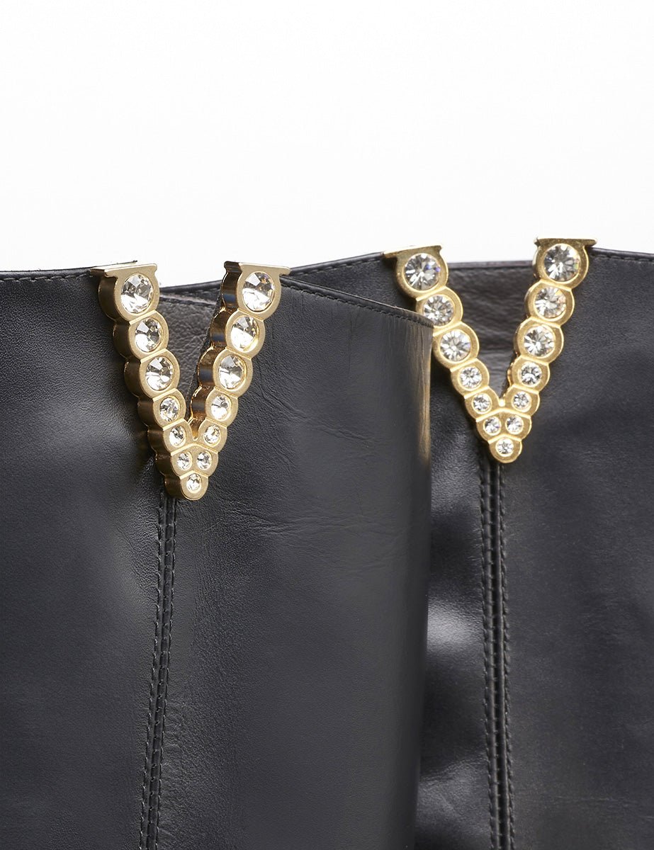 stivale accessorio swarovski nero - viaroma15 - stivale