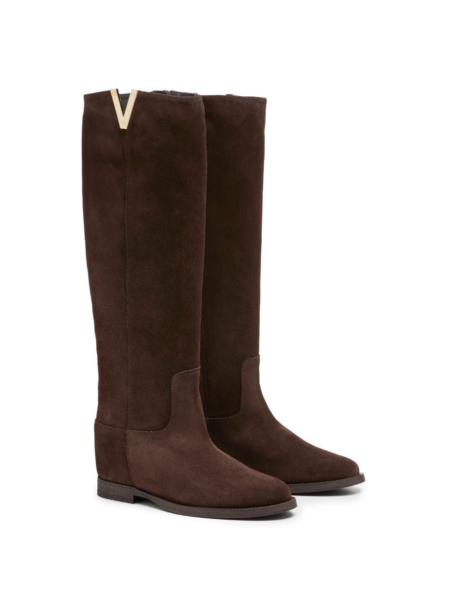 stivale camoscio zip moro - viaroma15 - stivale