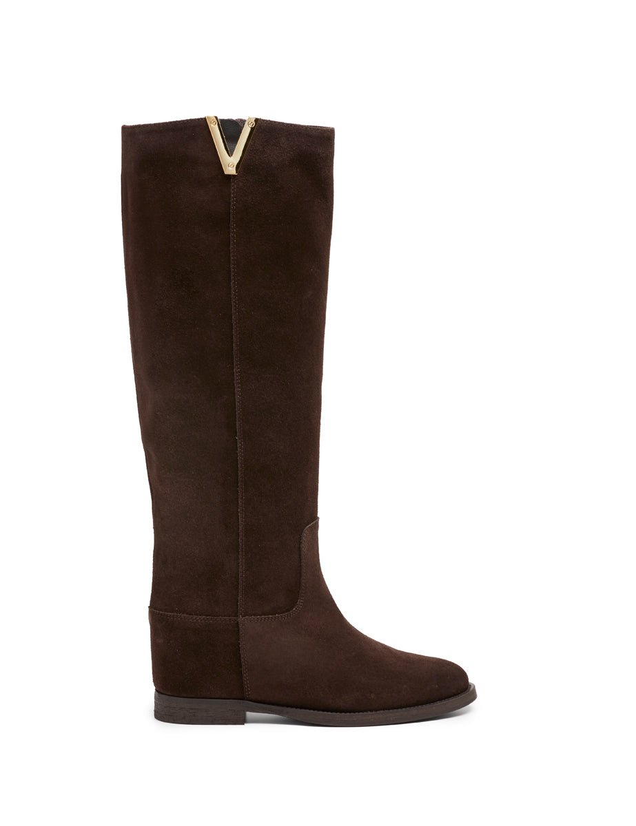 stivale camoscio zip moro - viaroma15 - stivale