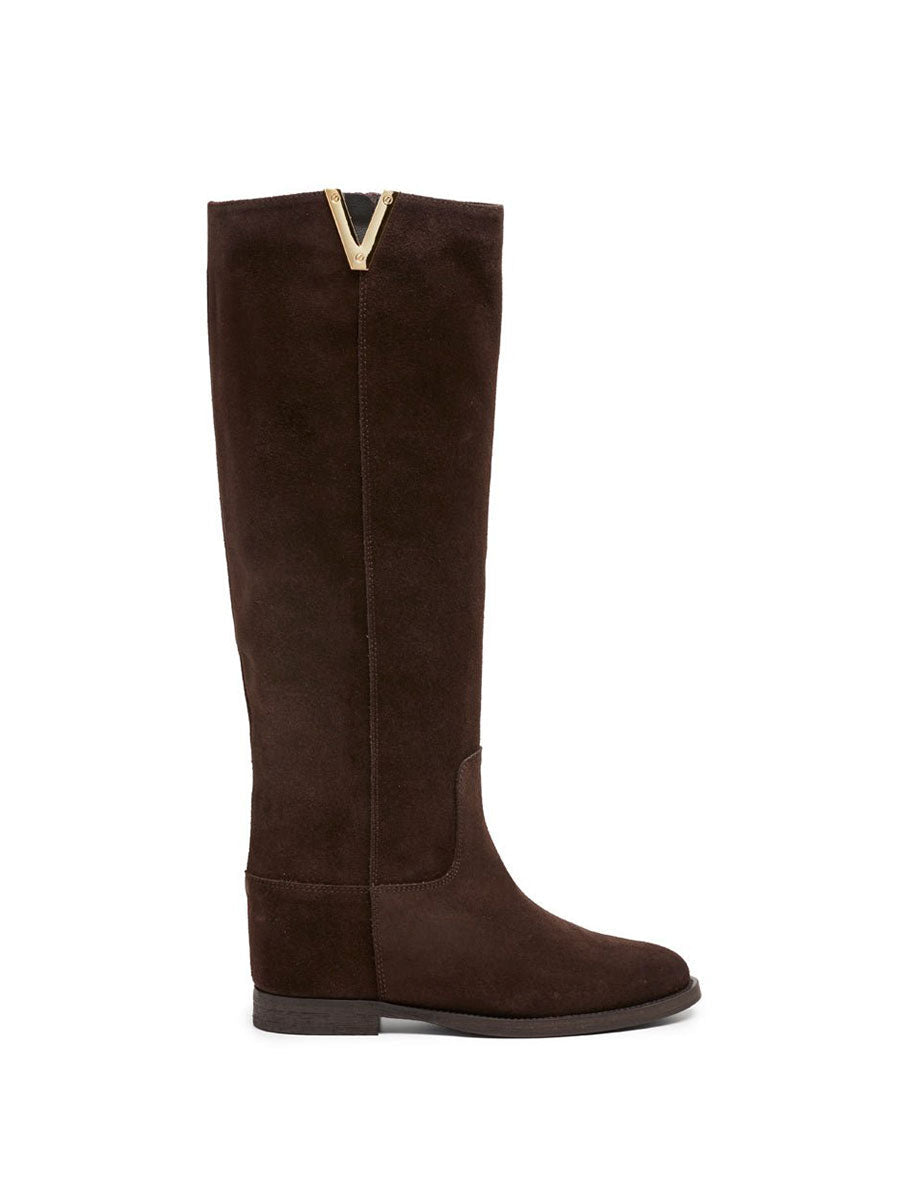stivale camoscio zip moro - viaroma15 - stivale